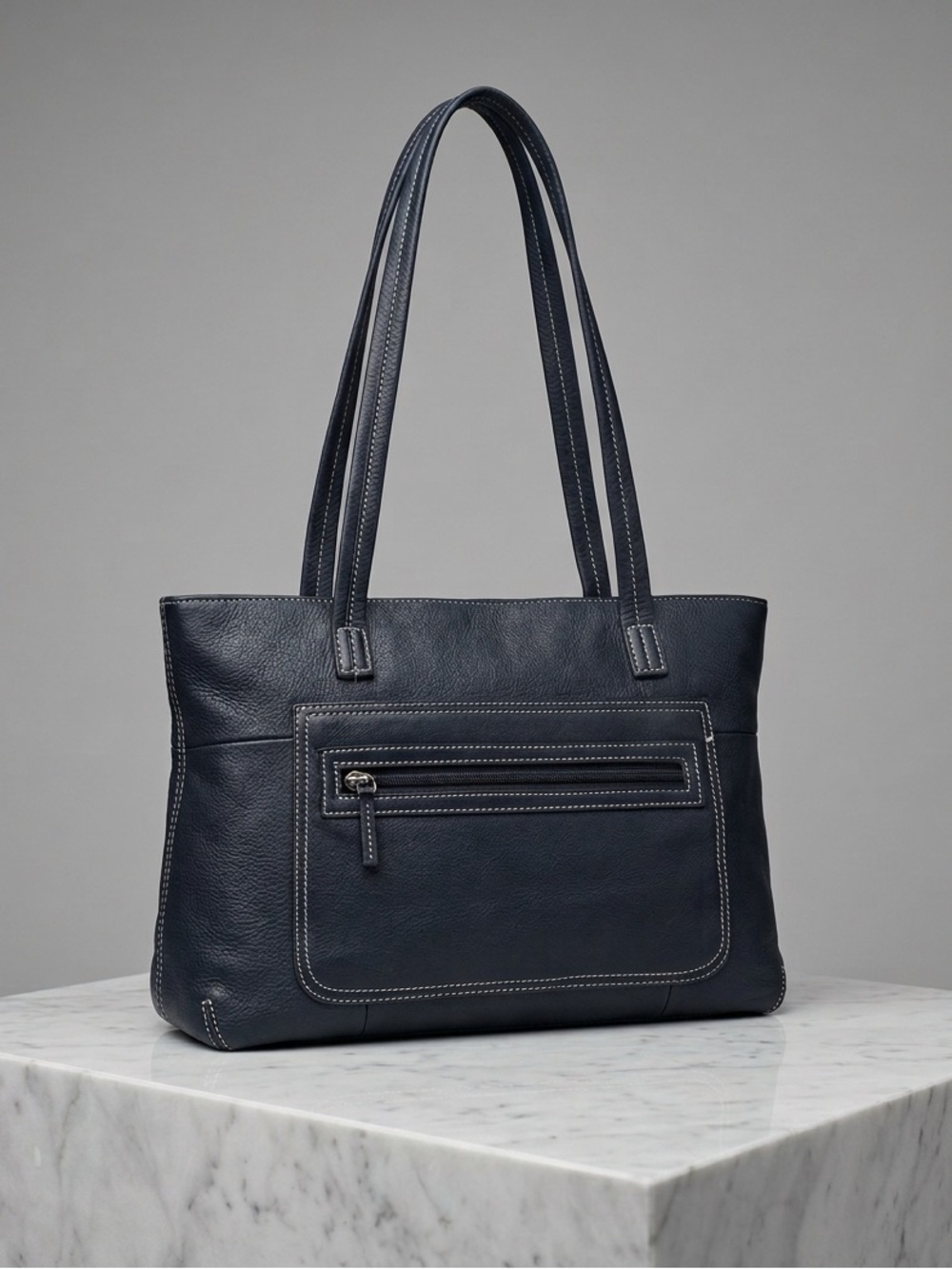 Tigbags Shoulder Tote Black Leather‎ Classic Career Wear Bag